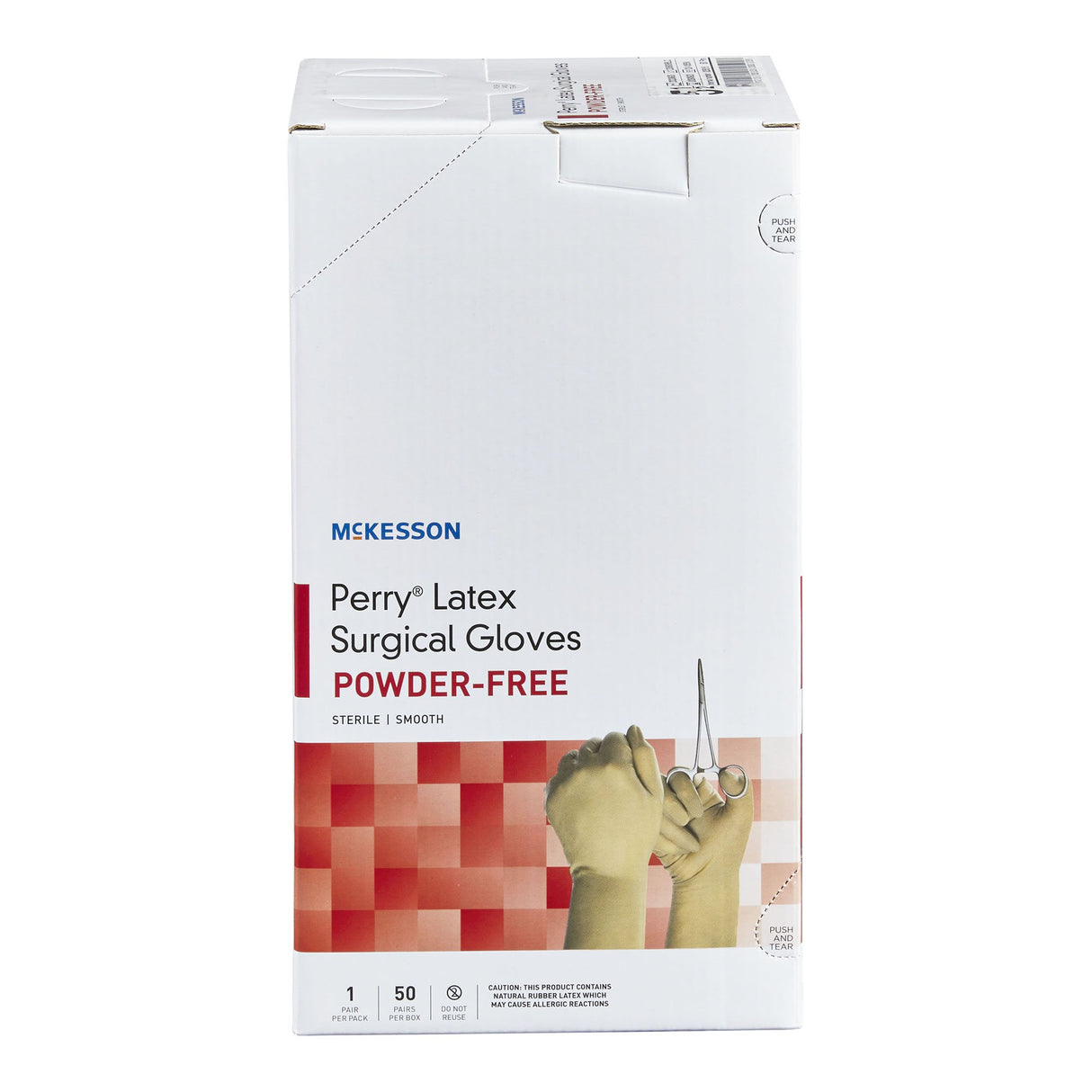 Surgical Glove McKesson Perry® Size 5.5 Sterile Latex Standard Cuff Length Smooth Cream Not Chemo Approved - BeHope