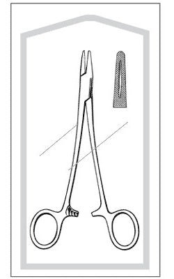 Needle Holder Econo™ Mayo-Hegar 8 Inch Length Blunt Straight Serrated Tips with Groove Finger Ring Handle - BeHope