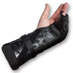 Hand Brace with Thumb Spica FastForm® HTSO PolyTrexX™ Polymer / DermaWick™ Left or Right Hand Black Medium / Large - BeHope