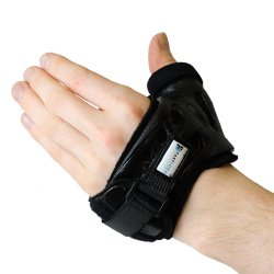 Hand Brace with Thumb Spica FastForm® HTSO PolyTrexX™ Polymer / DermaWick™ Left or Right Hand Black Medium / Large - BeHope