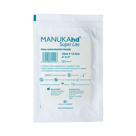 Honey Impregnated Wound Dressing MANUKAhdÂ® Super Lite Rectangle 4 X 5 Inch Sterile - BeHope