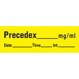 Drug Label UAL™ Anesthesia Label Tape Precedex _mg/mL Date_Time_Int Yellow 1/2 X 1-1/2 Inch - BeHope