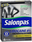 Topical Pain Relief Salonpas® 4% Strength Lidocaine Patch 6 per Box - BeHope