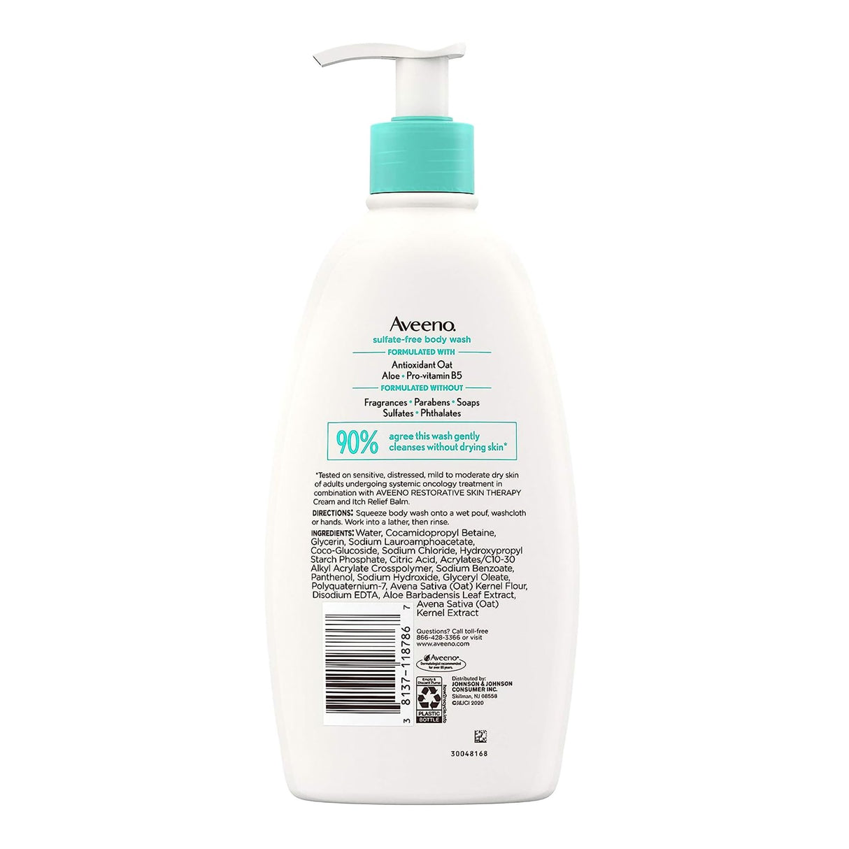 Body Wash Aveeno® Restorative Skin Therapy Liquid 18 oz. Pump Bottle Unscented - BeHope
