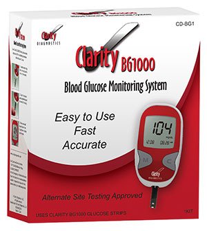 Blood Glucose Meter Clarity Diagnostic BG1000 5 Second Results Stores up to 300 Results No Coding Required - BeHope