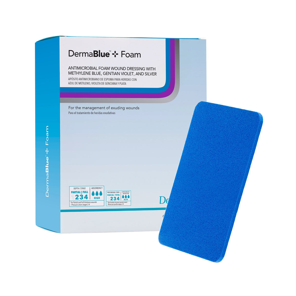 Silver Foam Dressing DermaBlue+â„¢ Foam 8 X 16 Inch Rectangle Sterile - BeHope