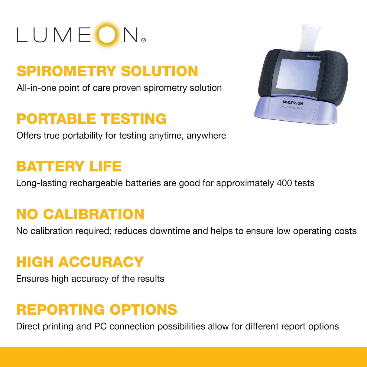 Mckesson Lumeon™ Easyone Air Portable Point of Care Spirometer System - BeHope