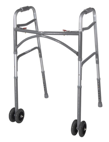 Déambulateur pliable pour adulte bariatrique avec roues et double bouton