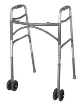 Bariatric Adult Folding Walker W/wheels Double Button - BeHope
