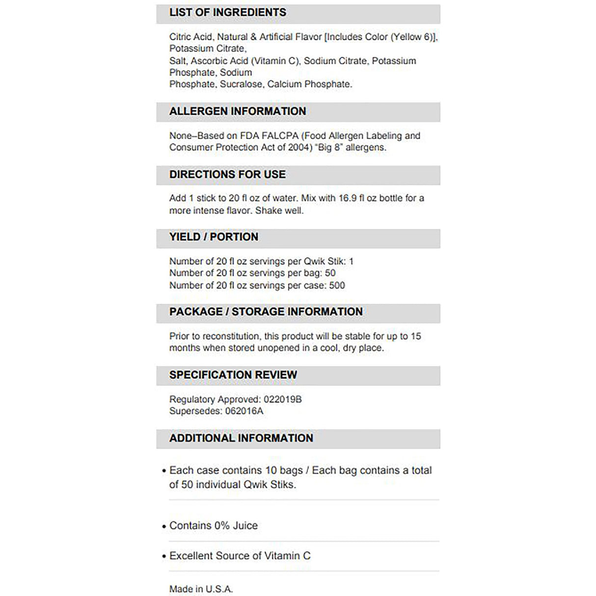 Oral Electrolyte Solution Sqwincher® Quik Stik® Zero Orange Flavor 0.11 oz. - BeHope