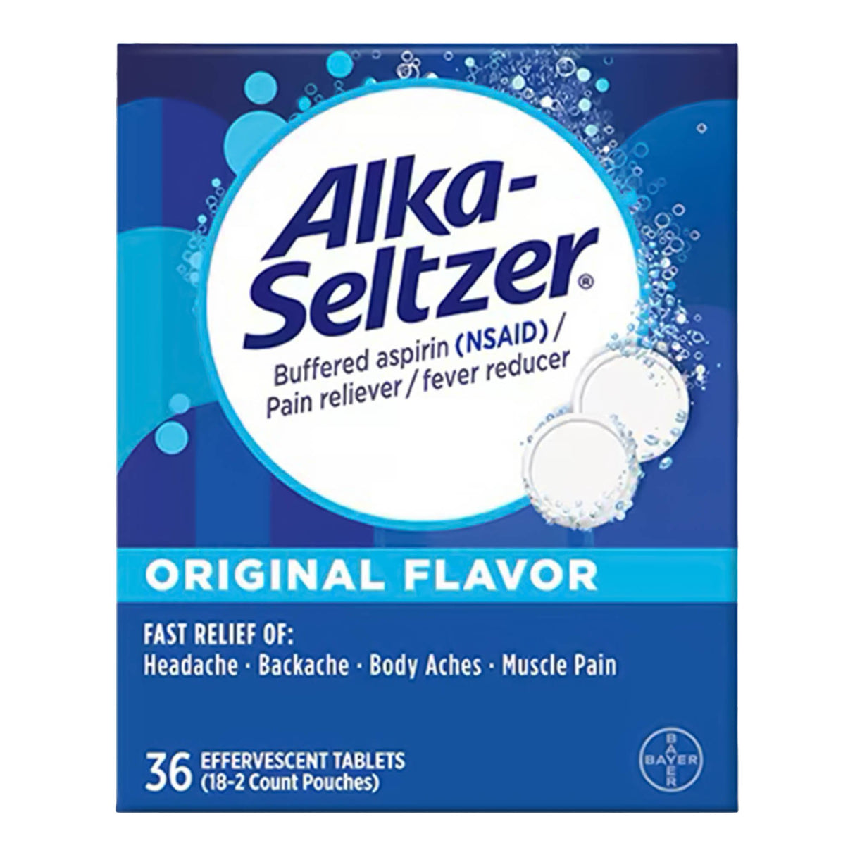 Pain Reliever / Fever Reducer Alka-Seltzer® 325 mg Strength Aspirin Effervescent Tablet 36 per Box - BeHope