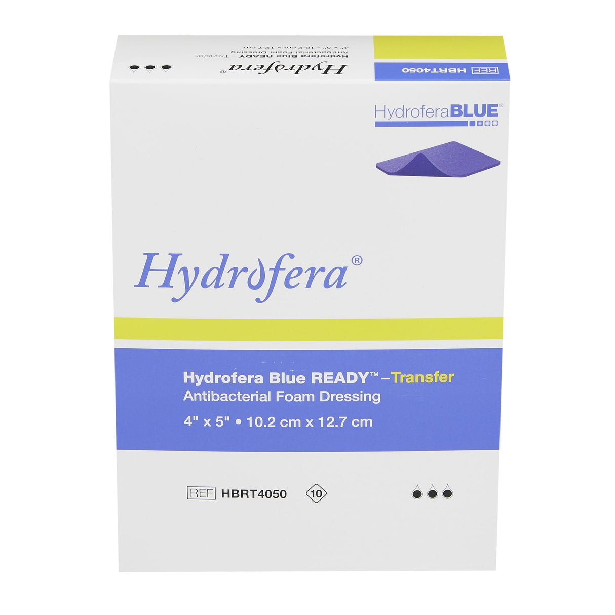 Antibacterial Foam Dressing Hydrofera BLUEÂ® READY-Transfer 4 X 5 Inch Without Border Without Film Backing Nonadhesive Rectangle Sterile - BeHope