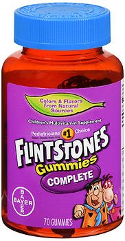 Children's Multivitamin Supplement Flintstones™ with Iron Vitamin A / Ascorbic Acid / Vitamin D / Vitamin E / Vitamin B6 / Vitamin B12 Folic Acid 4,000 IU - 75 mg - 400 IU - 30 IU - 5 mg - 400 mcg Strength Gummy 70 per Bottle Assorted Fruit Flavor - BeHope