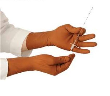 Radiation Reducing Glove XGuard® RR1 Size 7.5 Sterile Pair Latex / Lead Extended Cuff Length Textured Fingertips Brown Not Chemo Approved - BeHope