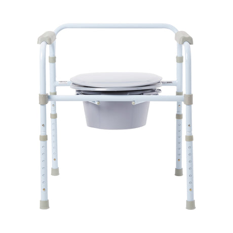 3-in-1 Commode Chair McKesson Fixed Arms Steel Frame Back Bar 13-3/4 Inch Seat Width 350 lbs. Weight Capacity - BeHope