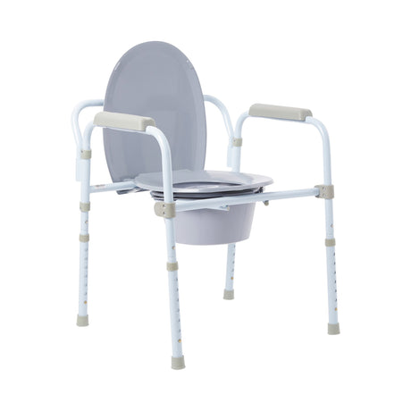 3-in-1 Commode Chair McKesson Fixed Arms Steel Frame Back Bar 13-3/4 Inch Seat Width 350 lbs. Weight Capacity - BeHope