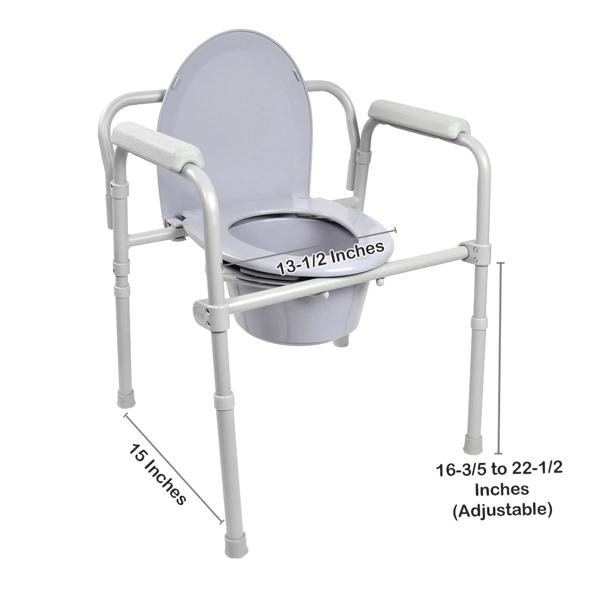 3-in-1 Commode Chair McKesson Fixed Arms Steel Frame Back Bar 13-1/2 Inch Seat Width 350 lbs. Weight Capacity - BeHope