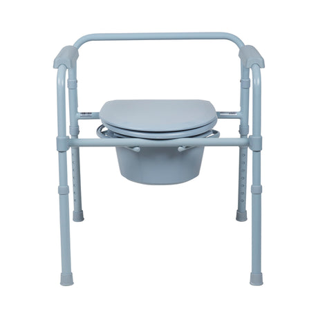 3-in-1 Commode Chair McKesson Fixed Arms Steel Frame Back Bar 13-1/2 Inch Seat Width 350 lbs. Weight Capacity - BeHope