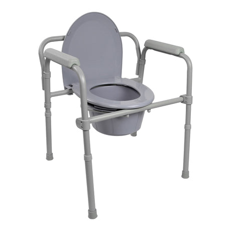 3-in-1 Commode Chair McKesson Fixed Arms Steel Frame Back Bar 13-1/2 Inch Seat Width 350 lbs. Weight Capacity - BeHope