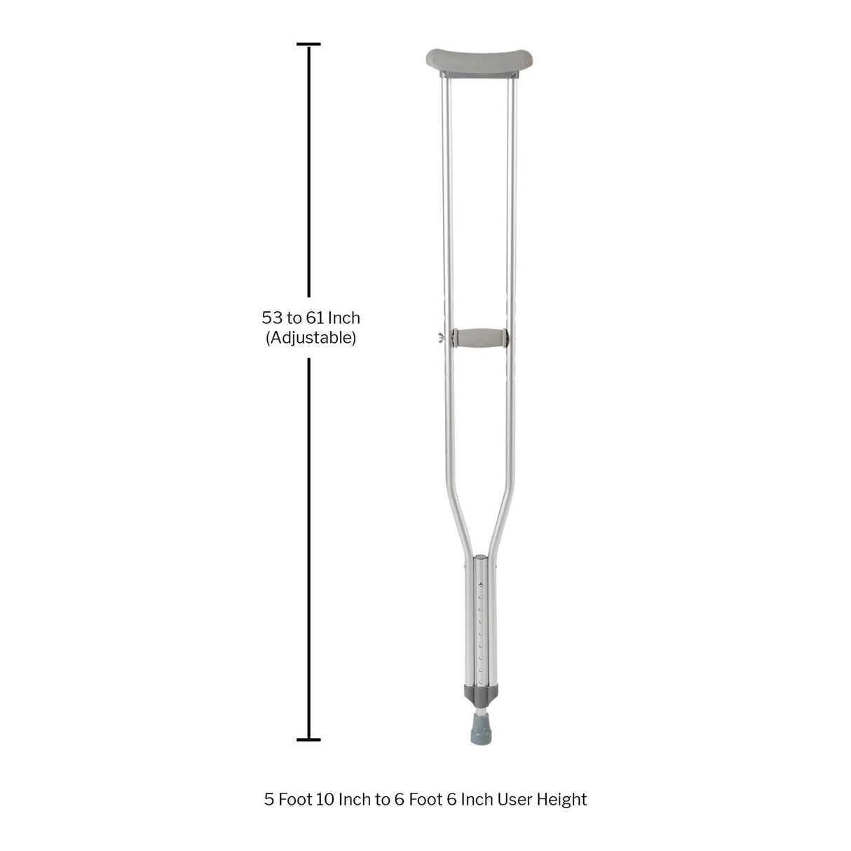 Underarm Crutches McKesson Tall Adult 5 Foot 10 Inch to 6 Foot 6 Inch User Height Aluminum Frame 350 lbs. Weight Capacity - BeHope