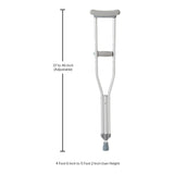 Underarm Crutches McKesson Youth 4 Foot 6 Inch to 5 Foot 2 Inch User Height Aluminum Frame 350 lbs. Weight Capacity - BeHope