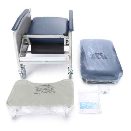 Recliner McKesson Blue Vinyl 5 Inch Casters - BeHope