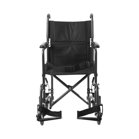 Transport Chair McKesson 19 Inch Seat Width Full Length Arm Swing-Away Footrest Steel Frame with Silver Vein Finish - BeHope