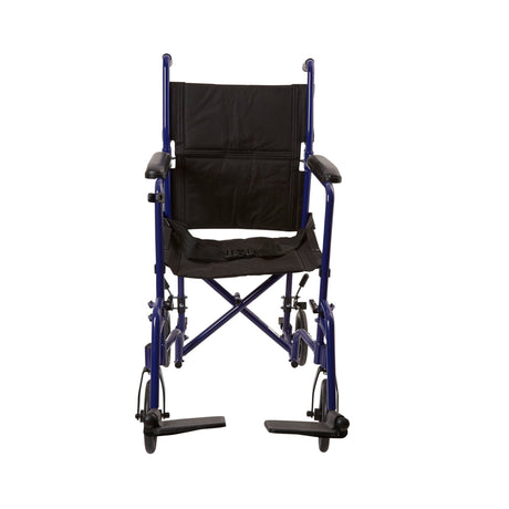 Transport Chair McKesson 19 Inch Seat Width Full Length Arm Swing-Away Footrest Aluminum Frame with Blue Finish - BeHope