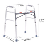 Dual Release Folding Walker Adjustable Height McKesson Aluminum Frame 350 lbs. Weight Capacity 25 to 32 Inch Height - BeHope