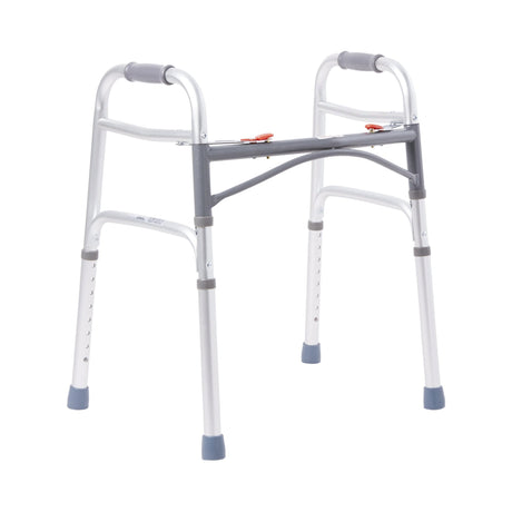 Dual Release Folding Walker Adjustable Height McKesson Aluminum Frame 350 lbs. Weight Capacity 25 to 32 Inch Height - BeHope