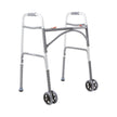 Bariatric Dual Release Folding Walker with Wheels Adjustable Height McKesson Steel Frame 500 lbs. Weight Capacity 32 to 39 Inch Height - BeHope