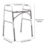 Bariatric Dual Release Folding Walker Adjustable Height McKesson Steel Frame 500 lbs. Weight Capacity 32-1/2 to 39 Inch Height - BeHope