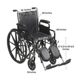 Wheelchair McKesson Dual Axle Desk Length Arm Swing-Away Footrest Black Upholstery 16 Inch Seat Width Adult 250 lbs. Weight Capacity - BeHope
