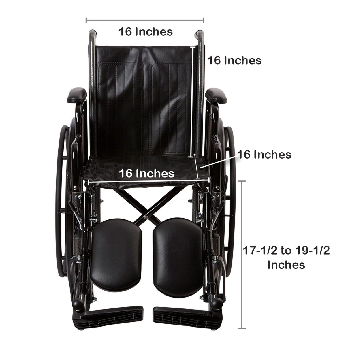 Wheelchair McKesson Dual Axle Desk Length Arm Swing-Away Elevating Legrest Black Upholstery 16 Inch Seat Width Adult 250 lbs. Weight Capacity - BeHope