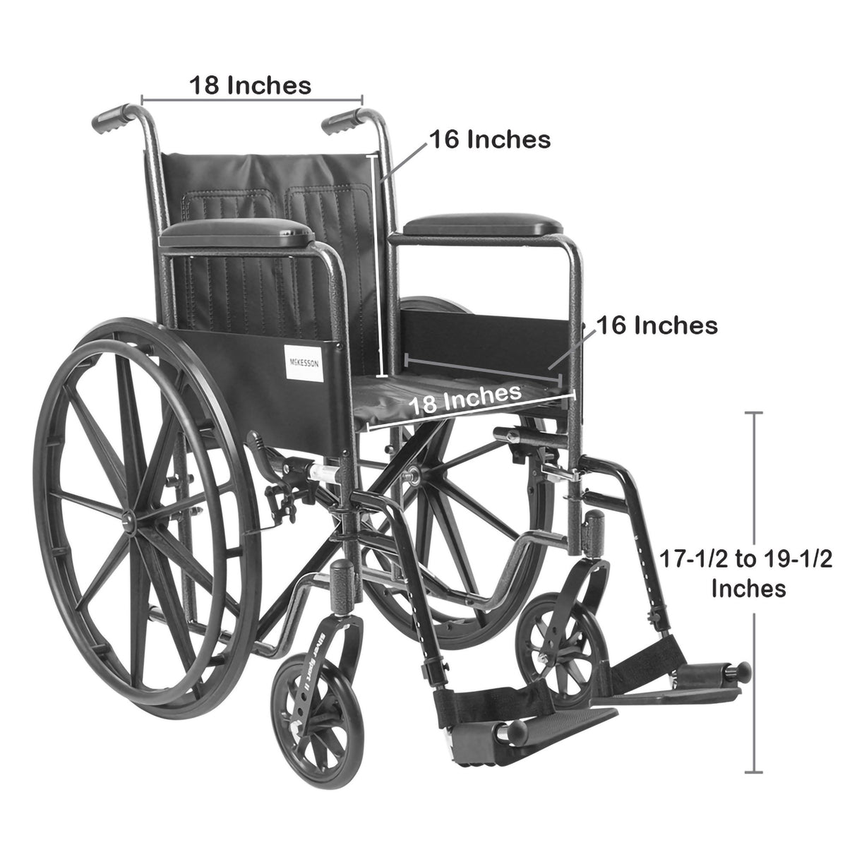 McKesson Standard Wheelchair with Swing Away Elevating Leg Rests - BeHope