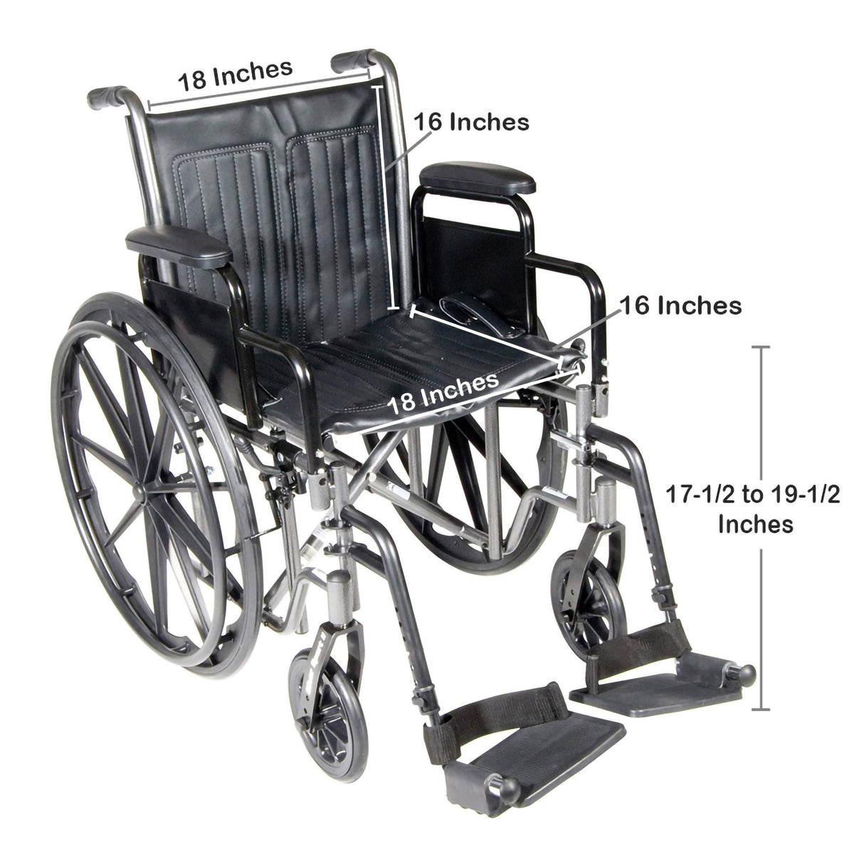 Wheelchair McKesson Dual Axle Desk Length Arm Swing-Away Footrest Black Upholstery 18 Inch Seat Width Adult 300 lbs. Weight Capacity - BeHope