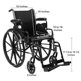 Lightweight Wheelchair McKesson Dual Axle Desk Length Arm Swing-Away Footrest Black Upholstery 16 Inch Seat Width Adult 300 lbs. Weight Capacity - BeHope