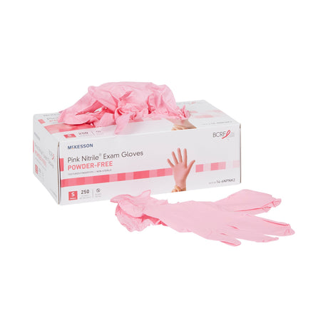 Exam Glove McKesson Pink Nitrile Nonsterile Breast Cancer Awareness - BeHope