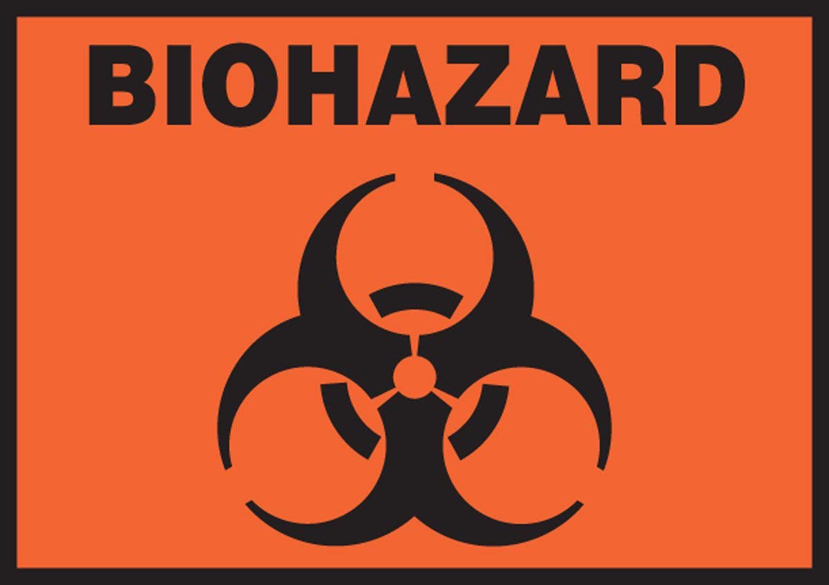 Pre-Printed Label Accuform Signs Caution Label Black / Orange Vinyl Biohazard w/Sign Black Biohazard 3-1/2 X 5 Inch - BeHope