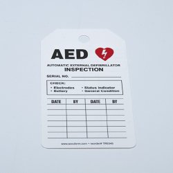 Equipment Tag Accuform AED Inspection Status White 3-1/4 X 5-3/4 Inch Card Stock 5 per Pack - BeHope