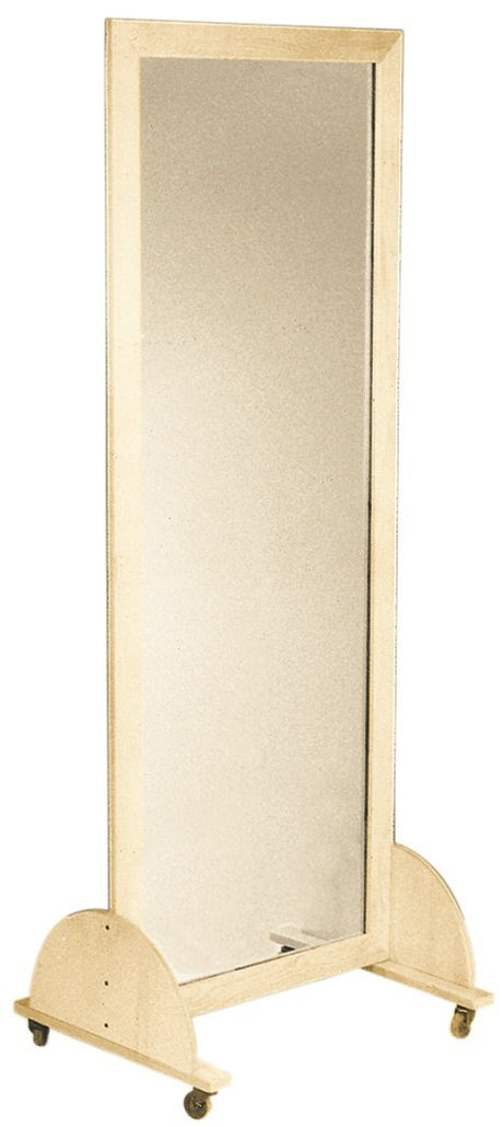 Mobile Plate Glass Mirror with Hardwood Frame and Casters - BeHope