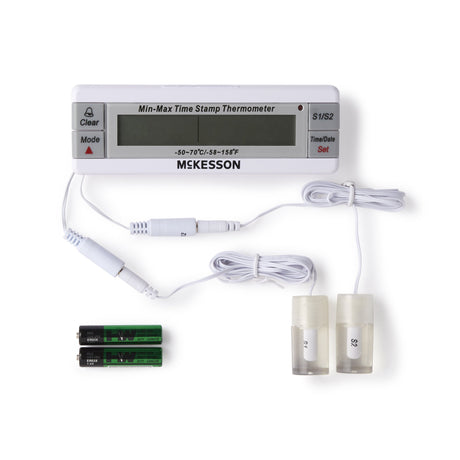 Digital Refrigerator / Freezer Thermometer with Alarm McKesson Fahrenheit / Celsius -58° to +158°F (-50° to +70°C) Desk / Wall / Door Mount Battery Operated - BeHope