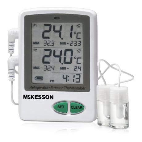 Mckesson Datalogging Refrigerator Freezer Thermometer Alarm Dual Probe NIST - BeHope