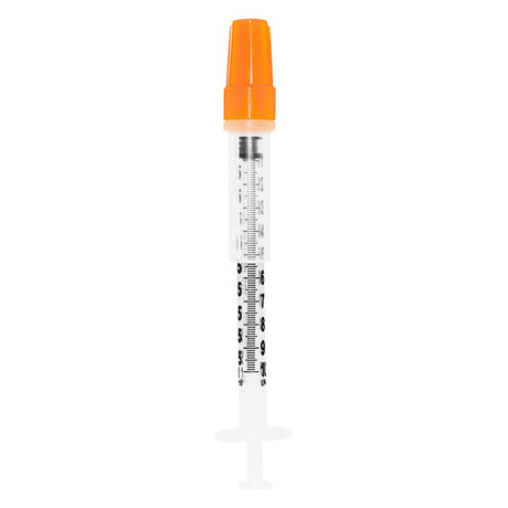 Safety Insulin Syringe with Needle SOL-GUARD™ 1 mL 1/2 Inch 29 Gauge Sliding Safety Needle Regular Wall - BeHope