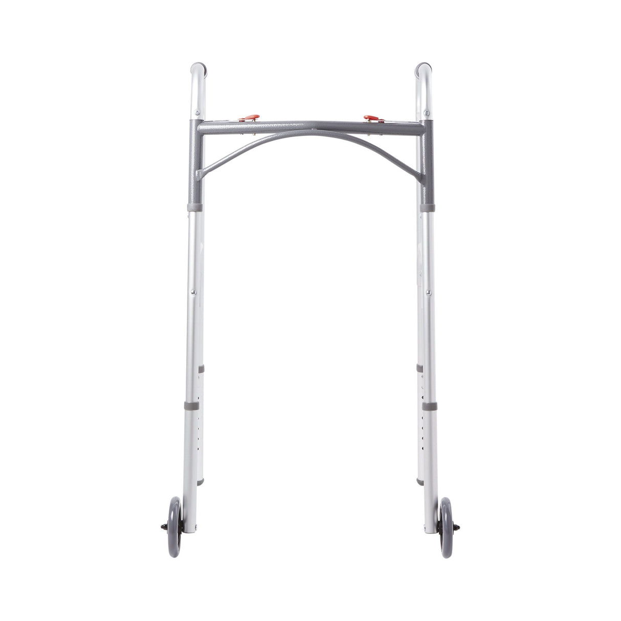 Dual Release Folding Walker with Wheels Adjustable Height McKesson Aluminum Frame 350 lbs. Weight Capacity 32 to 39 Inch Height - BeHope
