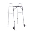 Dual Release Folding Walker with Wheels Adjustable Height McKesson Aluminum Frame 350 lbs. Weight Capacity 32 to 39 Inch Height - BeHope