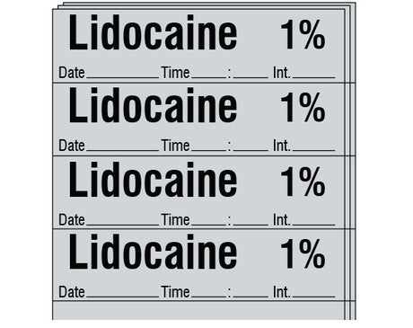 Drug Label Shamrock Anesthesia Label Tape Lidocaine 1% / Date _____ Time _____:_____ Int. _____ Gray 1/2 X 2 Inch - BeHope