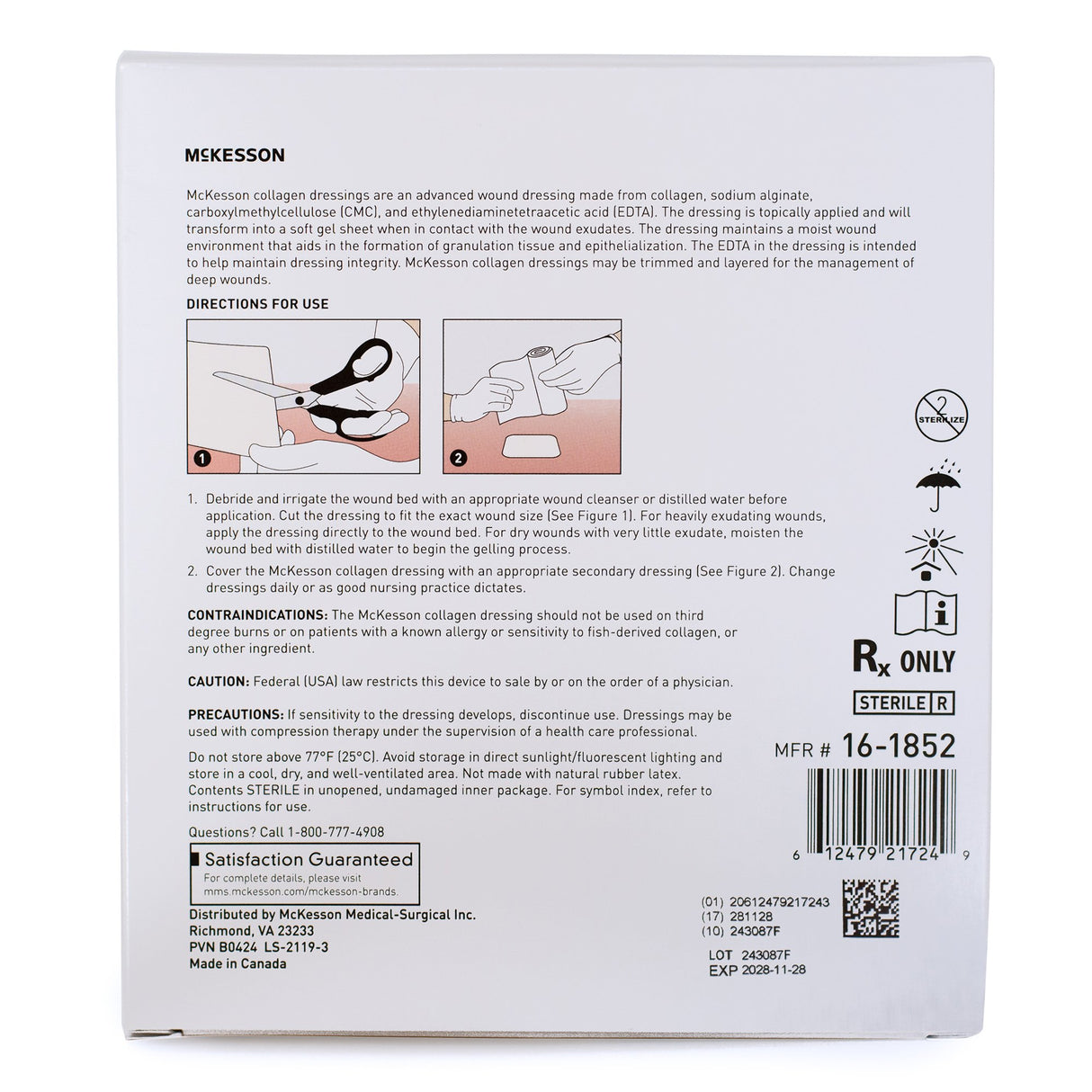 Collagen Dressing McKesson 4 X 4 Inch Square Sterile - BeHope