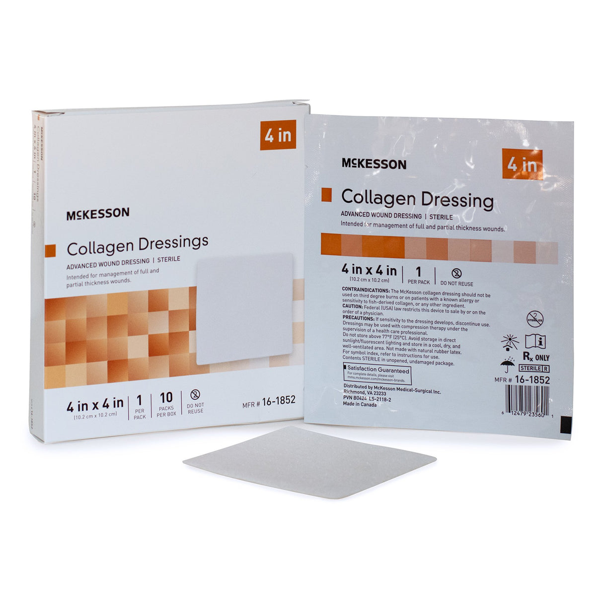 Collagen Dressing McKesson 4 X 4 Inch Square Sterile - BeHope