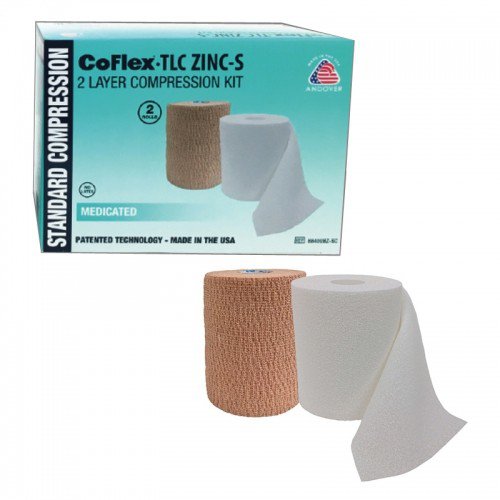 2 Layer Compression Bandage System CoFlex® TLC Zinc with Indicators 4 Inch X 6 Yard / 4 Inch X 7 Yard Self-Adherent / Pull On Closure Tan NonSterile 35 to 40 mmHg - BeHope
